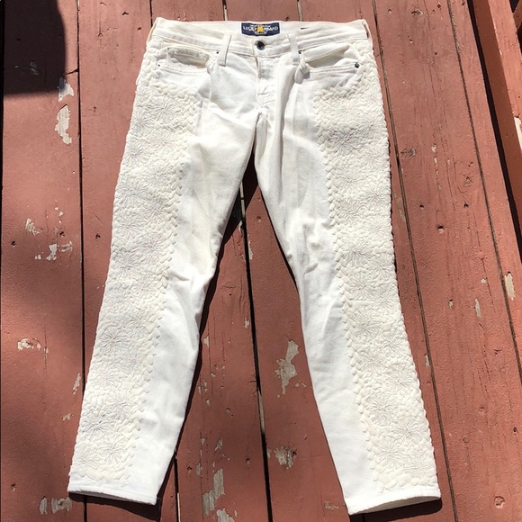 LUCKY BRAND JEANS EMBROIDERED CHARLIE SKINNY JEANS